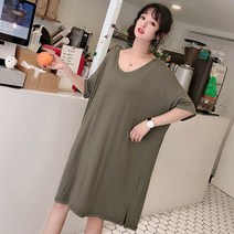 여성 딥 브이넥 무지 미디 원피스 기본 베이직 심플 반팔 WM-OP020