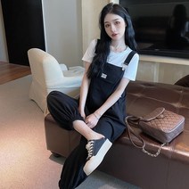 와이드 멜빵바지 여 봄여름 슬림핏 점프슈트 캐주얼 팬츠