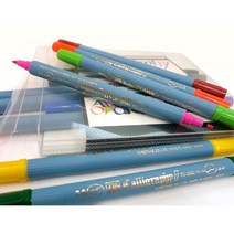 지그 ZIG 캘리그라피 3100 양면트윈팁 마카낱색 손글씨 스크랩북 컬러링작업, 030블루