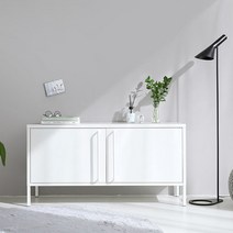 마켓비 PIDOR 캐비넷 가로양문 TV스탠드 1150590 화이트 철제 스틸 거실장, 다크그레이