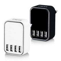 크레앙 스마트 IC 4포트 멀티 USB 충전기, CREMU4P(블랙), 블랙