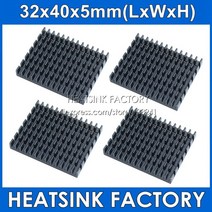 32x40x5mm 검정색 알루미늄 냉각 방열판 냉각기 열 양면 패드 포함 방열 라디에이터 적용, [02] Black No Tape, [01] 1pcs