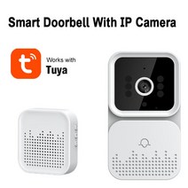 스마트 초인종 Tuya 무선 인터폰 hd 비주얼 원격 도어홀 와이파이 도어 벨 rf 433mhz dingdong 지원 음성 변경, 하얀