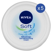 니베아 소프트 수분크림 크림 페이스 바디 핸드 50ml Nivea Soft Moisturiser Cream Face Body Hands, 5개