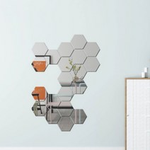 아크릴 붙이는 조각 거울 은색 육각 안전한 욕실 16P, 은색육각