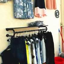 U형 벽면행거 의류매장용 튼튼한 선반 행거 공간활용 카페 소품 진열 행거 매장용, 블랙선반80CM