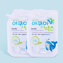 아쿠아낙스 리필 500ml 다목적 세정제 (살균 탈취 세정) 시계세척제 전해수 알칼리이온수, 리필 500ml x 2개