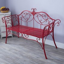 엔틱 야외 정원 벤치의자 카페 테라스 철제 의자, E.붉은색