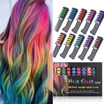 헤어초크 새치커버 Children Colorful Hair Dye Comb Toys For Girls Makeup Party Oneoff Nontoxic Safe Kids Comb, [06] Peach