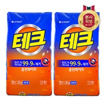 LG 생활건강 테크 분말세제 클린화이트 리필 3KG x 2개, 단품없음