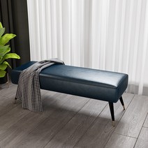 긴의자 인테리어 의자 벤치 식탁 원목 대기석, J.블랙과 블루 오일 왁스 가죽 120X40X43
