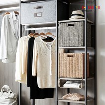 [한샘] 라탄 패턴 바스켓 바구니 2개세트 (2종/택1), 색상:01.라탄 패턴 바스켓 브라운(대) 2개