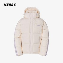 NERDY 패딩 후드 루즈핏 스트링 남녀 커플룩에 도톰한 점퍼 하프 기장~