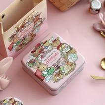 일러스트 틴케이스 틴박스 사각 철제 소품함 캐릭터 보관함 정리함 보석함 종이백 종이가방, 04 : 심플레드
