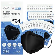 지홉 G Hope KF94 대형 마스크 블랙 검정 30개입 미국아마존판매상품