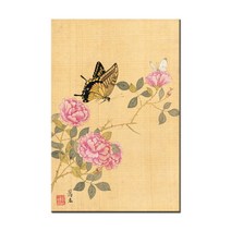 한국화 민화 신사임당 신윤복 책가도 풍수 전통 민속화 풍속화 인테리어 학교 교실 교육 그림 캔버스 액자, 09.신명연-장미와나비