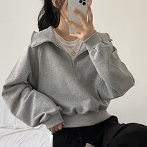 스윗라떼 3단쭈리 반집업 하이넥 카라 맨투맨 3color