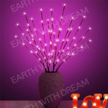 20 전구 LED 버드 나무 가지 조명 램프 자연 높이 꽃병 필러 버드 나무 나뭇 가지 조명 지점 크리스마스 웨딩 장식 조명, 분홍색