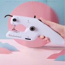 휴대용재봉틀 가정용 미싱 재봉틀 미싱기 휴대용 미니 핸드 헬드 의류와 바지용 자동 컴팩트 재봉 도구 이중 스레드 기능, WHITE