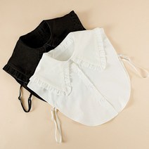 OHS-CAFE 0221 면 프릴 빅 페이크 카라 넥케이프 넥카라 이너 셔츠 랩블라우스