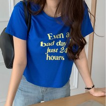 겟잇미 렌티딜 프린팅 크롭 라운드 반팔 티셔츠