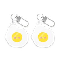 유니온바이닐 브런치 아크릴 키링 2개 세트, 브런치 에그후라이 2개