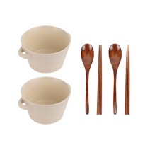 라면기(베이지)2EA&우드 숟가락&젓가락 2벌 세트