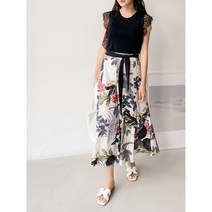 노마데스 여신핏 와이드팬츠 리본 롱 치마바지 쉬폰팬츠 플라워팬츠