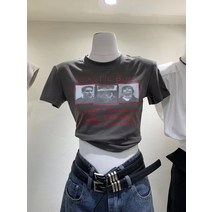동대문 빈티지 레터링 프린팅 슬림핏 크롭 티셔츠 반팔 여하이 스트리트 크롭 톱