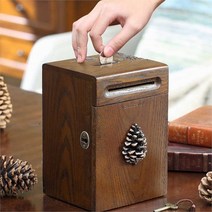 위블앤 인테리어 원목미니금고 나무장식 저금통, 빈티지솔방울금고@30525181