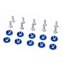 만소리휠 20인치휠 휠캡 범용 자동차 개조 육각 패스너 펜더 와셔 범퍼 엔진 오목 나사 알루미늄 펜더 와셔 및 M6 볼트 10 개, 파란