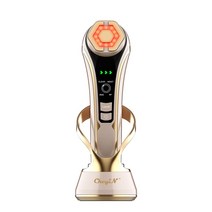 CkeyiN RF 고주파 피부 마사지기 EMS 다기능 미용기 LED 피부관리기 4모드, 로즈 골드