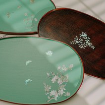 옻칠 자개 라운드 쟁반 트레이 파인다이닝 국내생산, 보자기포장, 민트나비