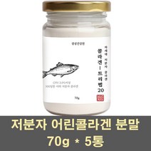 어린콜라겐 저분자 피쉬콜라겐 펩타이드 분말 아미노산 트리펩타이드 가수분해 생선비늘 마린 gph 500달톤 어류 수용성 이너 뷰티, 5통, 70g