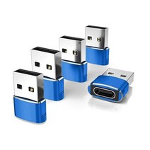 USSPO 5 PackUSB C 암 - 수 어댑터 타입 A 전원 충전기 케이블 (블랙), 5pack-BLUE