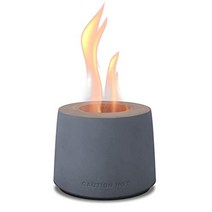 Kante 콘크리트 테이블 탑 화덕 18.3cm(7.25인치) 라이트 그레이 베이스 실내 및 실외용 에탄올 화덕 휴대용 문지르는 알코올 테이블 탑 화덕 스모어 메이커용 미니, Light Base, Basic Style-2