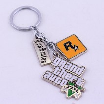 키 홀더 자동차 키링 크리스탈 가죽 펜던트 귀여운 열쇠고리 Muti-Pendant PS4 Xbox PC Keyfob Game GTA V Grand Theft Auto 5 체인, A