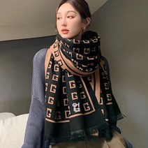 가을 겨울 롱 캐시미어 모조판 체크 머플러 여 두꺼운 기모 망토기