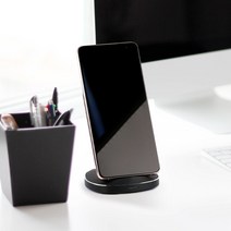 솔츠 핸드폰 15W 스탠드 무선 초고속 충전기 거치대, 솔츠 스탠드 무선충전기 블랙