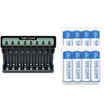 퓨어클리어 AA / AAA 겸용 USB LCD 8구 충전기 SW-8NP + 충전지 AA 2500mAh 8p 세트, 퓨어클리어 SW-8NP+AA 2500mAh 4알 2개