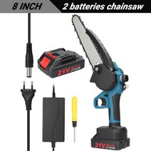 테이블 쏘 플런지쏘 테이블쏘 나무재단 21v 4inch 12 6000mah 리튬 배터리 전기 가지 치기 톱 전기 톱 미니 전기 체인 톱 손 톱 목공 전동 공구, 8인치 세트1 배터리 2개, 유럽 ​​연합