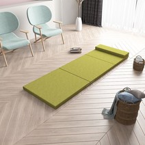 접이식매트리스 침대 토퍼 바닥 메모리폼 싱글 매트 원룸 3단 수면 자취 1인용, 그린