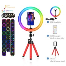 룩스패드 유튜브조명 방송조명 사진 led 링 라이트 삼각대 전화 클립이있는 26cm 셀카 링 램프 dimmable rgb 비디오 youtubemakeup 비디오 스트리밍의 빛, rgb 램프