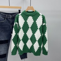 겨울 남자 골프 재킷 남자 골프 의류 라운드 넥 대비 스티칭 스웨터 남자의 겨울 새로운 다이아몬드 격자 컬러 매칭 슬림 스웨터