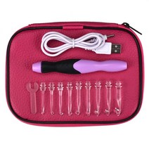 튤립코바늘 에티모 코바늘세트플라스틱 USB LED 라이트 업 핸들 뜨개질 바늘 크로셰 후크 가벼운 직조 바, 05 rose  red, 한개옵션1