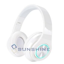 무선/유선 블루투스 헤드폰 접이식 스테레오 이어폰 프로 베이스 헤드셋, White（Bluetooth 5.0）