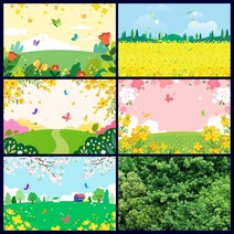 애니데이파티 어린이집 유치원 봄 계절 식목일 배경 현수막 제작, 봄05, 펀칭(사방4곳)+마운트