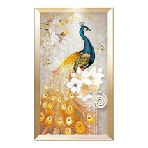 보석자수나라 대형 보석십자수 비즈 큐빅 구슬 자수 황금공작새 50x100cm
