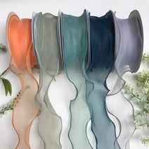 오간디 리본 인타리본 선물 포장 공예 재료 리본끈, 1-6.민트색, 1.실크블룸 오간디