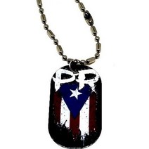 WhiteBlue 푸에르토리코 국기 군번줄 & 스테인리스 스틸 대나무 체인 목걸이